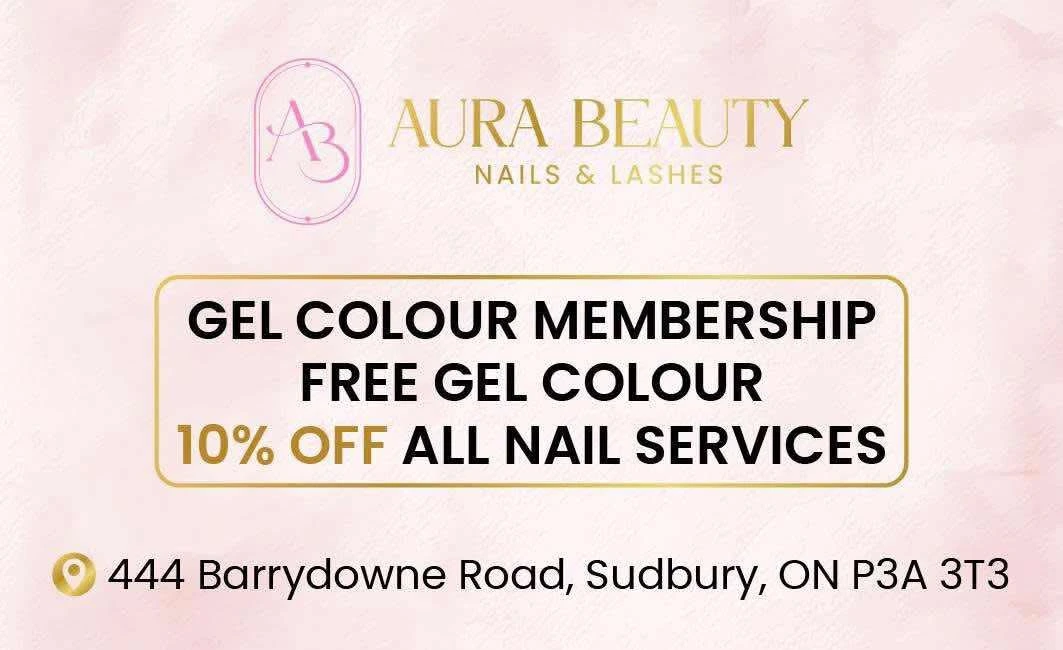 Aura Beauty Gel Colour Membership card: free gel colour and 10% off all nail services